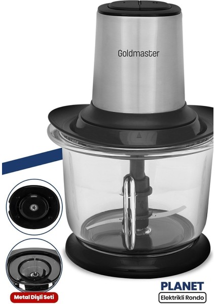 Büyük Cam Hazneli, Ayarlı, 4 Bıçaklı, Paslanmaz Çelik Doğrayıcı, 1.5 Lt indirimleri