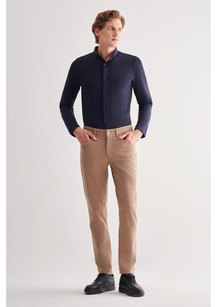 Bej Casual Slim Fit 5 Cep Düz Paça Pantolon 1003255321 modelleri