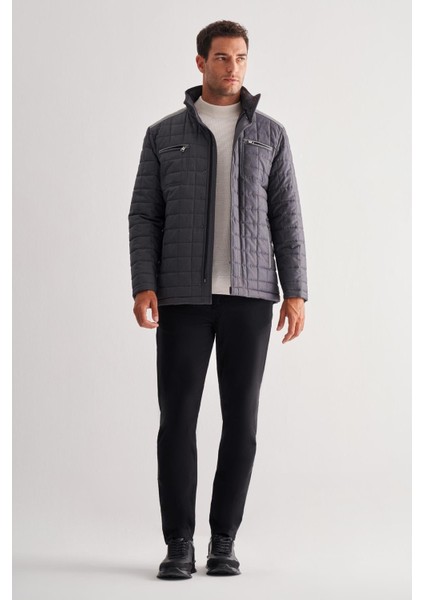 Antrasit Fermuarlı Dik Yaka Kapitone Slim Fit Classic Mont 1007255124 fiyatları