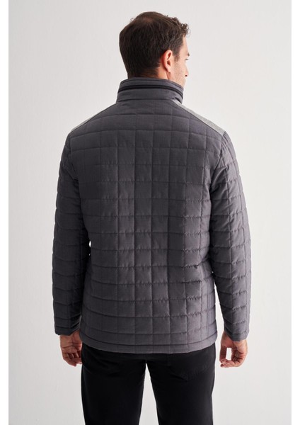 Antrasit Fermuarlı Dik Yaka Kapitone Slim Fit Classic Mont 1007255124 indirimleri