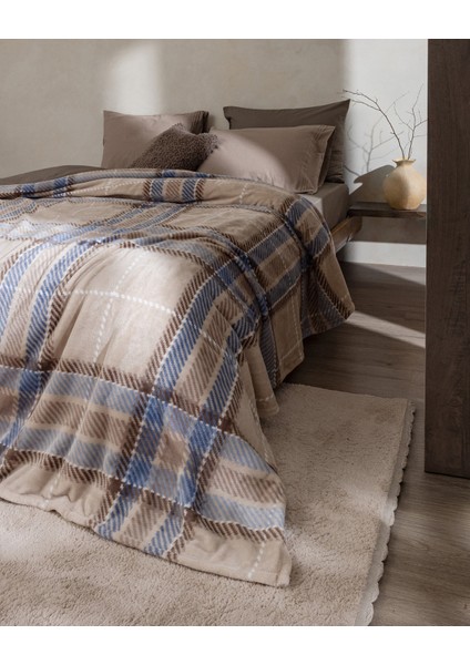 Antonin Tek Kişilik Welsoft Baskılı Battaniye - Mavi/bej modelleri