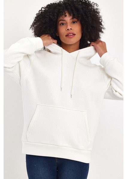 Kadın Kapşonlu Rahat Kalıp Içi Polarlı 3 Iplik Sweatshırt SPR24SWK55 modelleri