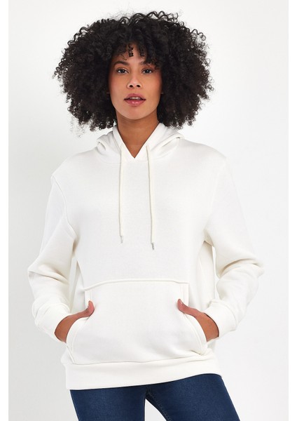 Kadın Kapşonlu Rahat Kalıp Içi Polarlı 3 Iplik Sweatshırt SPR24SWK55 fırsatları