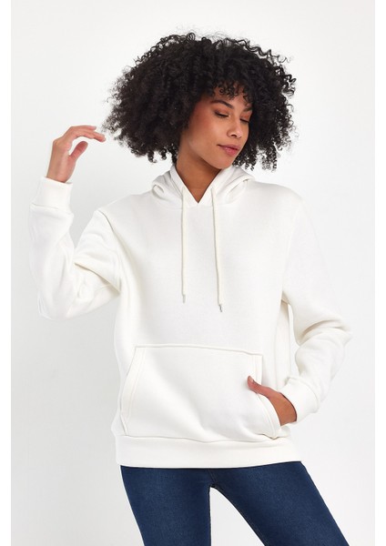 Kadın Kapşonlu Rahat Kalıp Içi Polarlı 3 Iplik Sweatshırt SPR24SWK55 indirimleri