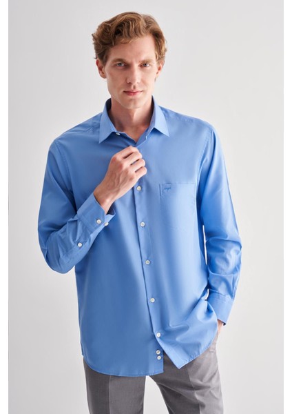 Saks Sert Yaka Uzun Kol Easy To Iron Comfort Fit Pamuklu Gömlek 1004255182 modelleri