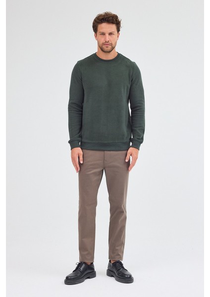 Haki Uzun Kol Bisiklet Yaka Düz Pamuklu Comfort Fit Sweatshirt 1013255150 fiyatları