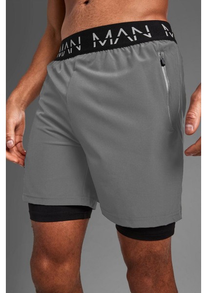 |3 Lü Paket| Unisex Gym ve Fitness Astarlı Taytlı Şort Yazılı Lastik fırsatları