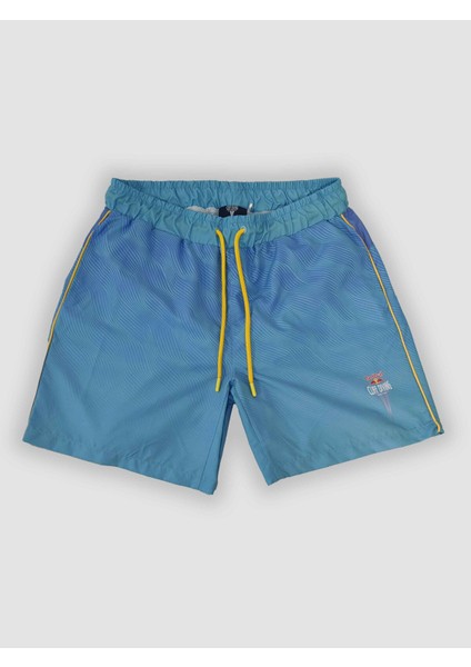 Erkek Mavi Çizgi Desenli Çok Amaçlı Sporcu Deniz Şortu, Havuz Şortu, Koşu Spor Şortu