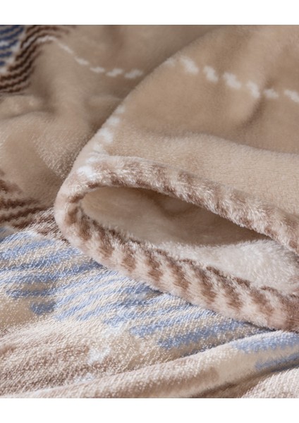 Antonin Tek Kişilik Welsoft Baskılı Battaniye - Mavi/bej