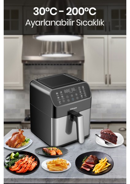 7 Litre Xxl Dokunmatik Sıcak Tutma ve Karıştırıcı Hava Fritözü Siyah modelleri