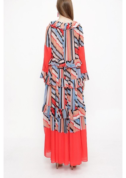 Kırmızı Büzgülü Bol Kesim Elbise 94037 modelleri