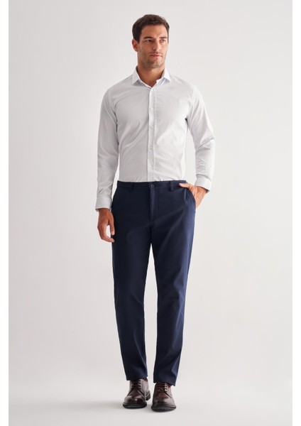 Lacivert Yan Cep Düz Paça Pamuklu Comfort Fit Chino Casual Pantolon 1003255167 fiyatları