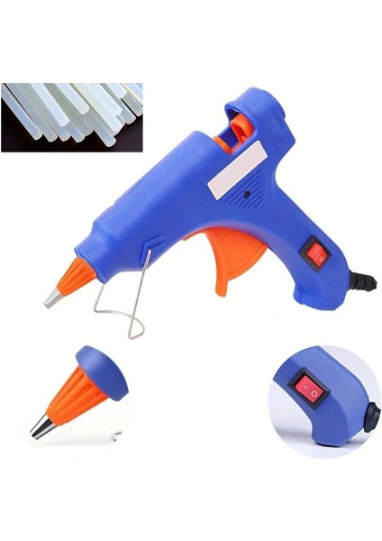 Sıcak Silikon Tabancası 20W On/off Tuşlu + 6 Adet Tam Boy Ince Slikon Hediyeli