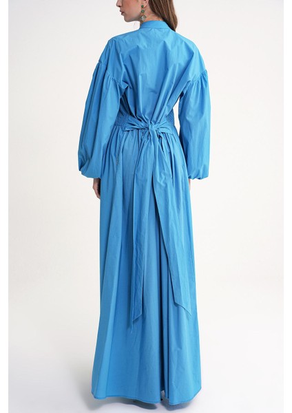 Mavi Özel Dikiş Detaylı Bol Kesim Elbise 94654 fırsatları