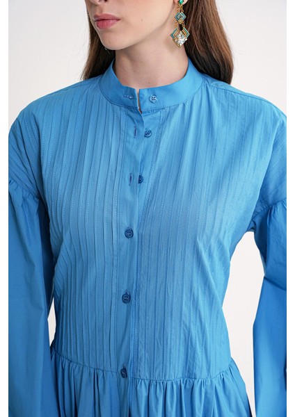 Mavi Özel Dikiş Detaylı Bol Kesim Elbise 94654 indirimleri