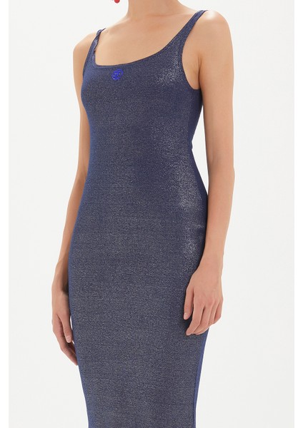 Mavi Askılı Dar Kesim Mini Örme Elbise 91967 modelleri