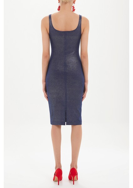 Mavi Askılı Dar Kesim Mini Örme Elbise 91967 fırsatları