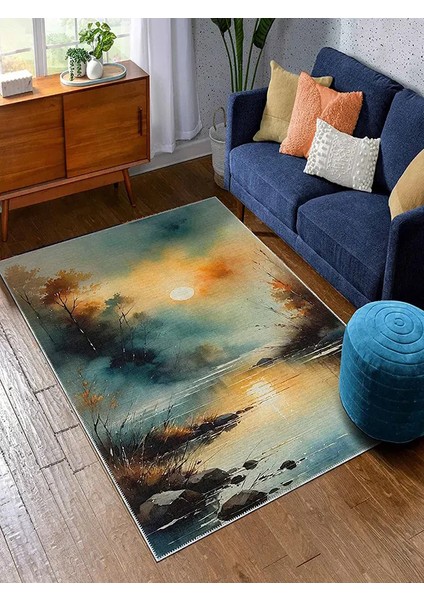 , Makinede Yıkanabilir, Kaymaz Taban, Dijital Baskı, Çok Renkli, Salon Halısı, Oturma Odası Halısı, Mutfak Halısı ve Yolluk