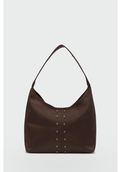 Moka Troklu Süet Omuz Çantası Kahve