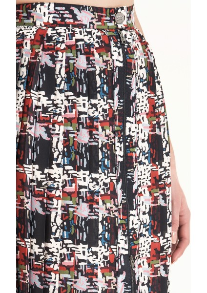 Desenli Fermuarlı Piliseli Etek 80974