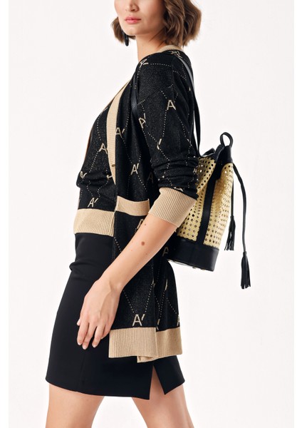 Siyah Aksesuar Detaylı Hasır Çanta 23015 fiyatları