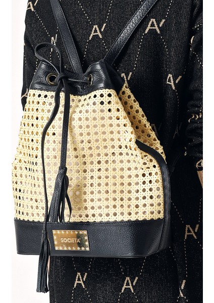 Siyah Aksesuar Detaylı Hasır Çanta 23015 indirimleri