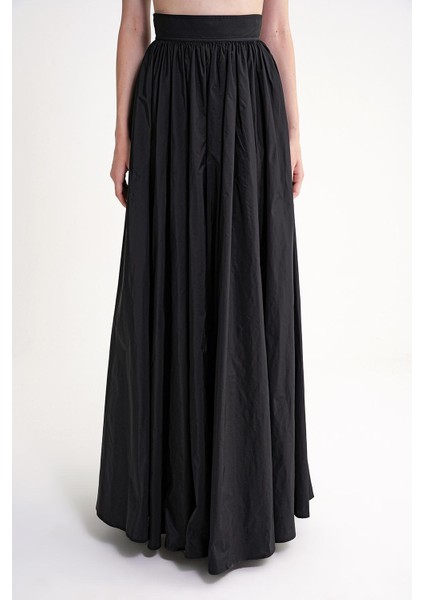 Siyah Yüksek Bel Büzgülü Uzun Etek 81317 fiyatları
