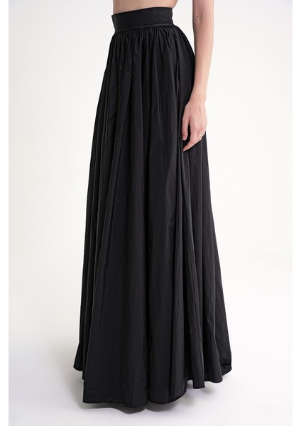 Siyah Yüksek Bel Büzgülü Uzun Etek 81317 modelleri