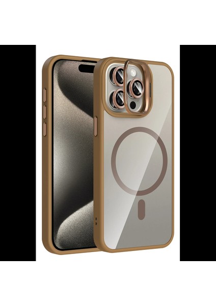 Apple iPhone 15 Pro Max Remim Lensli Magsafe Standlı Kapak