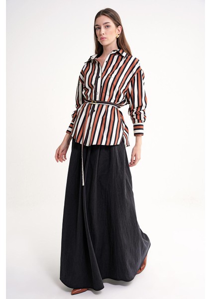 Siyah Beli Lastikli Uzun Etek 81323