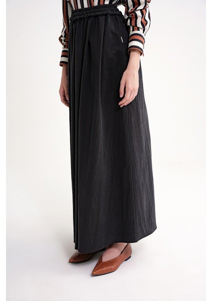 Siyah Beli Lastikli Uzun Etek 81323 modelleri