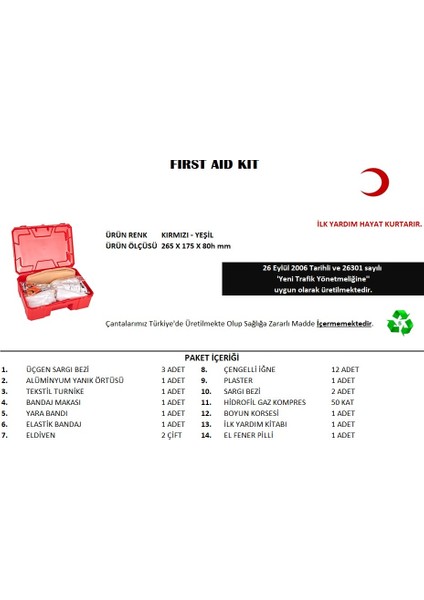 Küçük Ilk Yardım Seti First Aid Kit (5263) fiyatları