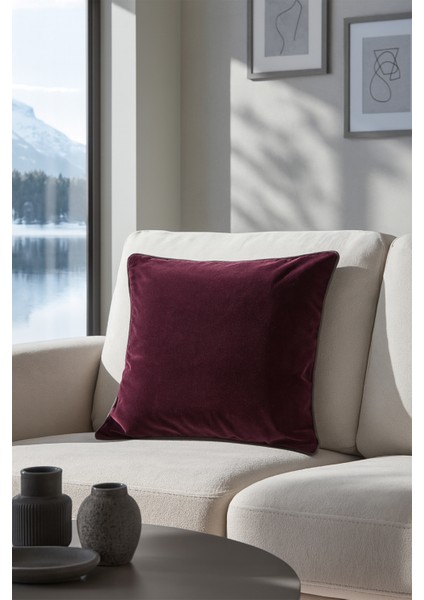 Kadife Kırlent Kılıfı Mor Lacivert V1 50X50