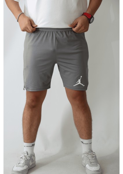 Erkek Gri Spor Şortu - Jordan Model Beli Lastikli ve Cepli Şort, Basketbol Şortu, Jordan fiyatları