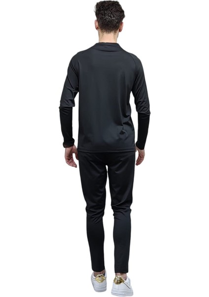 Siyah 1/4 Fermuarlı Erkek Eşofman Takımı modelleri