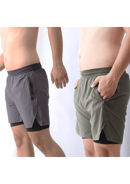 | 2 Li Paket | Unisex Gym ve Fitness Astarlı Taytlı Şort | Gizli Cep Detaylı