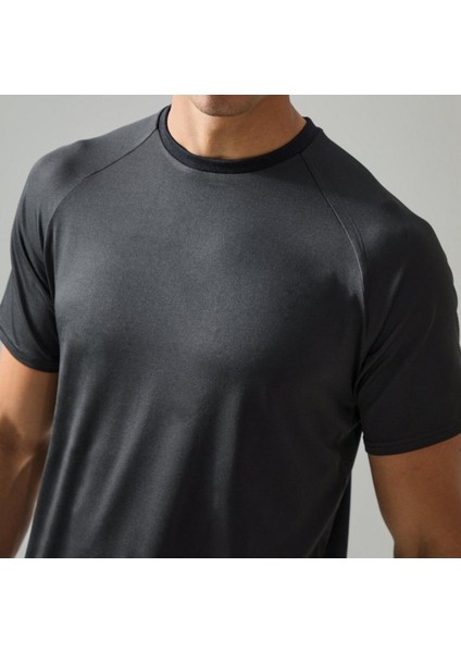 Siyah Reglan Kısa Kol Spor Tişört modelleri