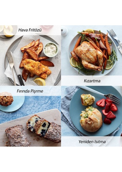 4'ü 1 Arada Çok Renkli 3.8 Litre Işlevli Yapışmaz ve Yıkanabilir Airfryer