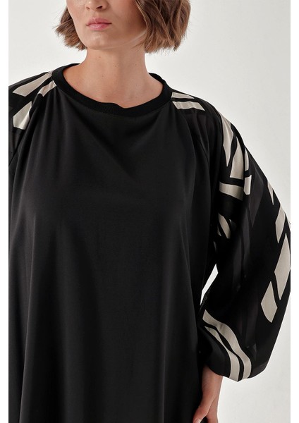 Siyah Garni Detaylı Bol Kesim Elbise 94360 indirimleri