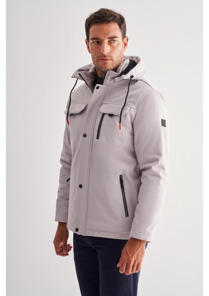 Taş Rengi Dik Yaka Çıkma Kapşonlu Slim Fit Casual Mont 1007255131 modelleri