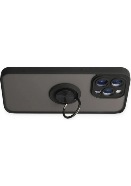 iPhone 14 Pro Max Kılıf Montreal Yüzüklü Silikon Kapak - Siyah fırsatları