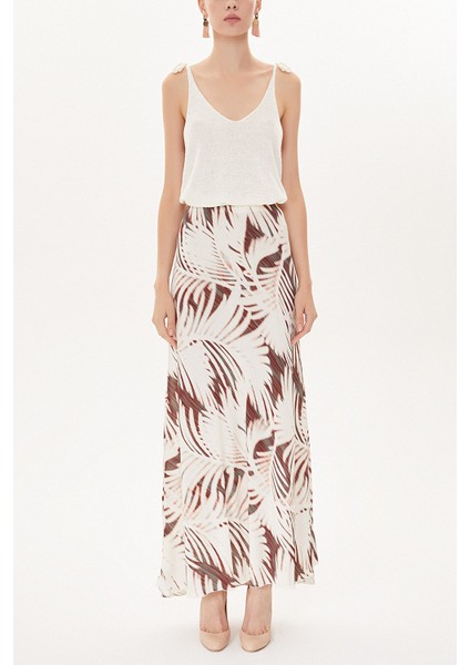 Gülkurusu Beli Lastikli Uzun Etek 81164