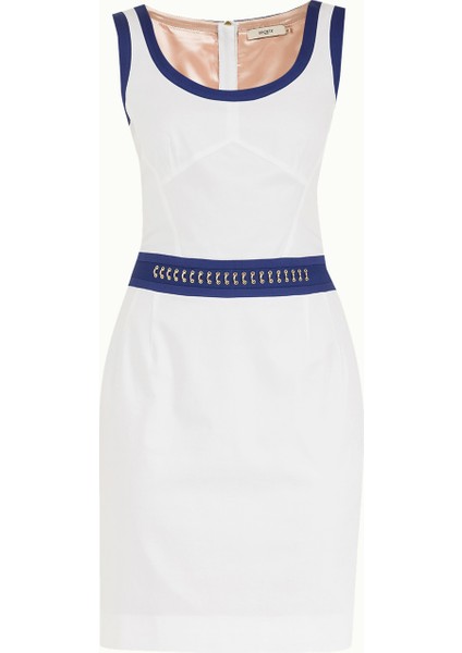 Beyaz Metalli Pamuk Mini Elbise 90799