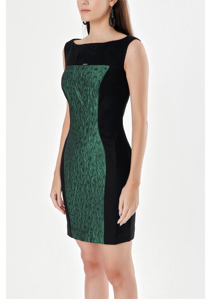 Yeşil Dar Kesim Yün Elbise 90760