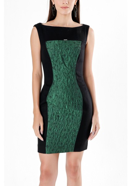 Yeşil Dar Kesim Yün Elbise 90760