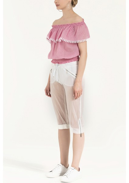 Beyaz Bol Kesim Capri Pantolon 70039 fiyatları