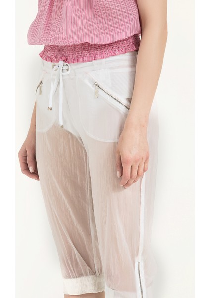 Beyaz Bol Kesim Capri Pantolon 70039 modelleri