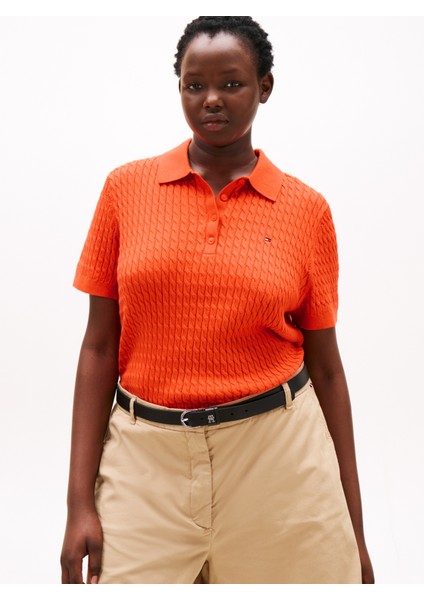 Crv Co Cable Fıne Gg Polo Swt Kadın Turuncu Kazak - WW0WW47250