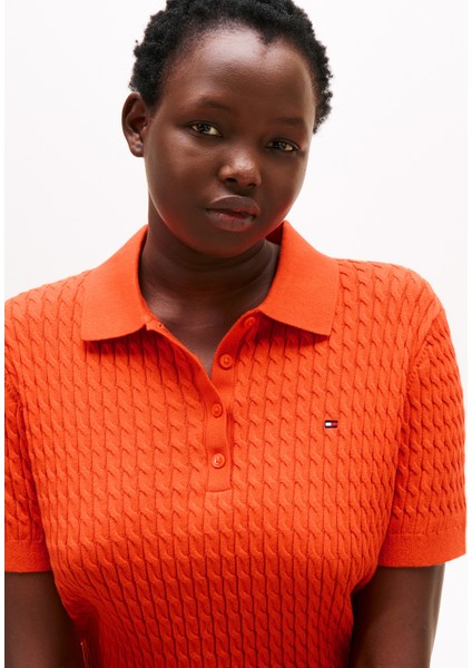 Crv Co Cable Fıne Gg Polo Swt Kadın Turuncu Kazak - WW0WW47250 fiyatları