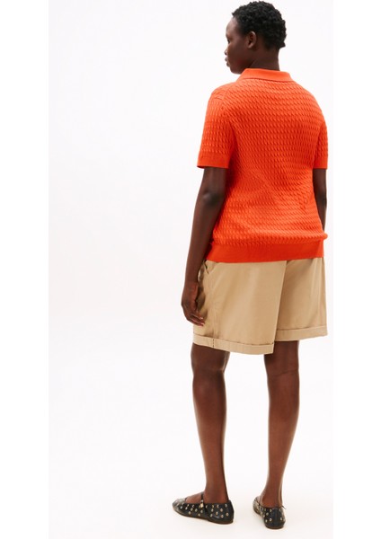 Crv Co Cable Fıne Gg Polo Swt Kadın Turuncu Kazak - WW0WW47250 fırsatları